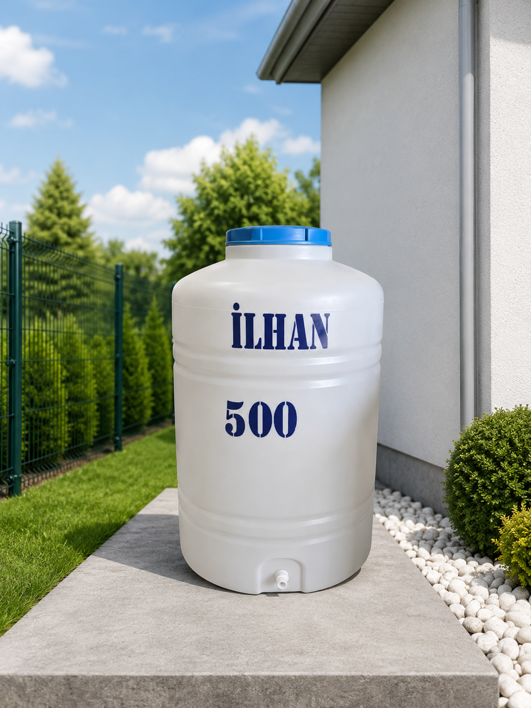 500 Litre Dikey Beyaz Polietilen Su Deposu